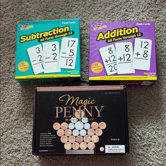 Learning Resources Addition, Subtraction Flash Cards & Magic Penny Kit LIKE NEW - Picture 1 of 9